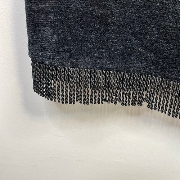 Indigo Moon Black Chenille Long Midi Blanket Skirt Fringe Y2K 2000s Western M - Picture 4 of 7